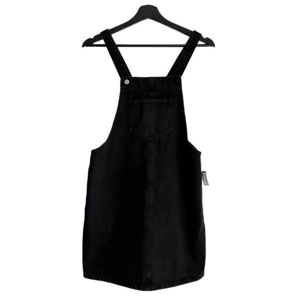 Simons Black Denim Overall Mini Dress Pinafore Dungarees Overalls Layering Small